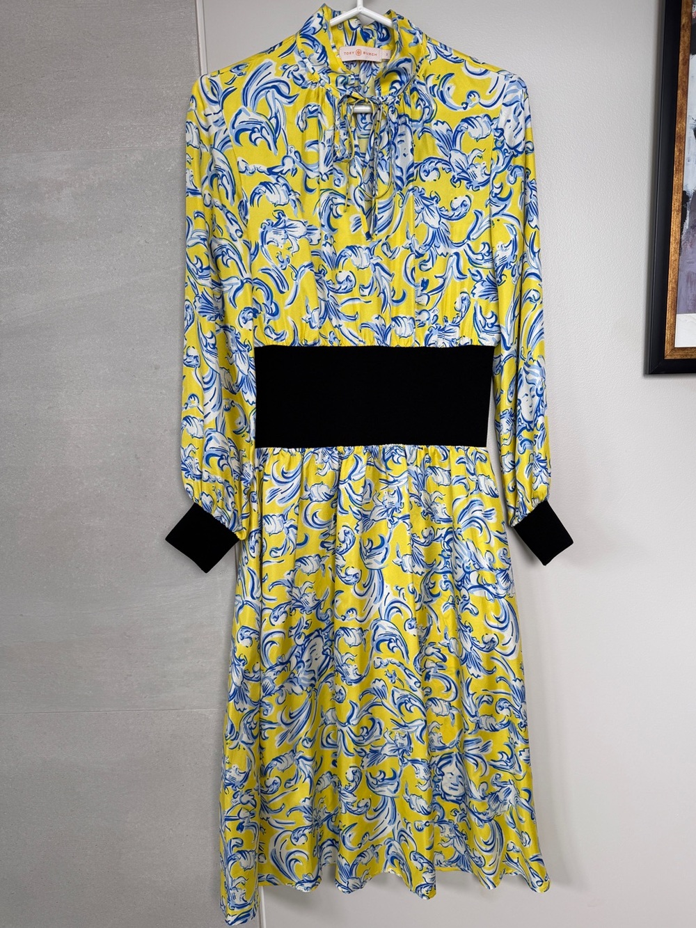 Tory Burch Long Sleeve Rib-Waist Dress